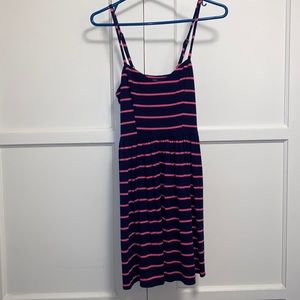 Dark Violet Pink Striped Medium Strappy Dress